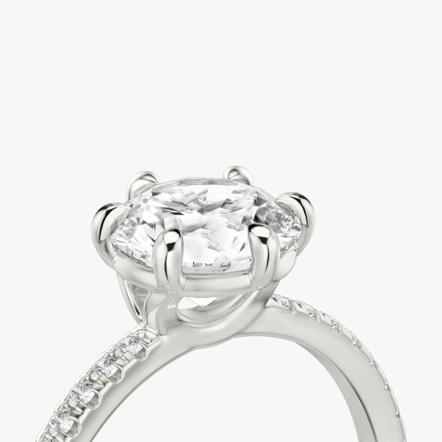 The Signature 6 Prong | Round Brilliant | 18k | 18k White Gold | Band: Pavé | Carat weight: 1 | Diamond orientation: vertical
