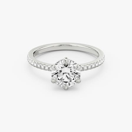 The signature 6 prong round brilliant engagement ring