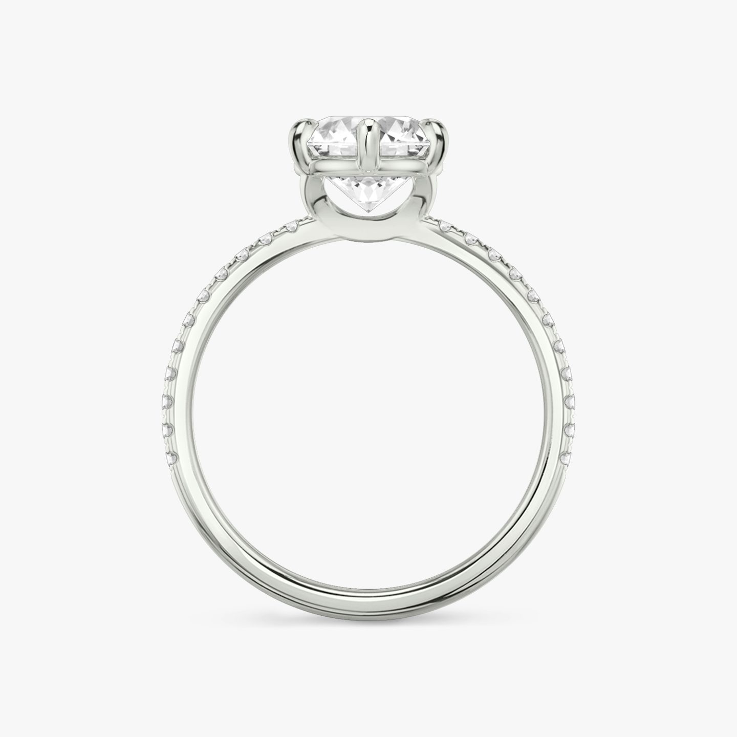The Signature 6 Prong | Round Brilliant | 18k | 18k White Gold | Band: Pavé | Carat weight: 1½ | Diamond orientation: vertical