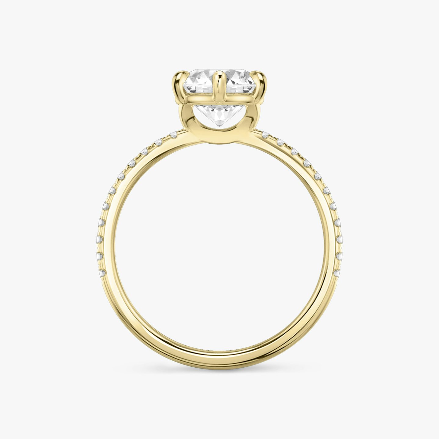 The Signature 6 Prong | Round Brilliant | 18k | 18k Yellow Gold | Band: Pavé | Carat weight: 1½ | Diamond orientation: vertical