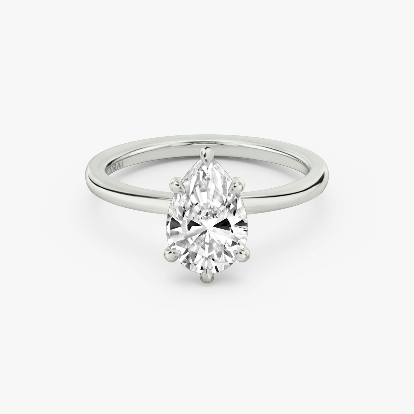 The Signature 6 Prong | Pear | Platinum | Band: Plain | Diamond orientation: vertical | Carat weight: See full inventory