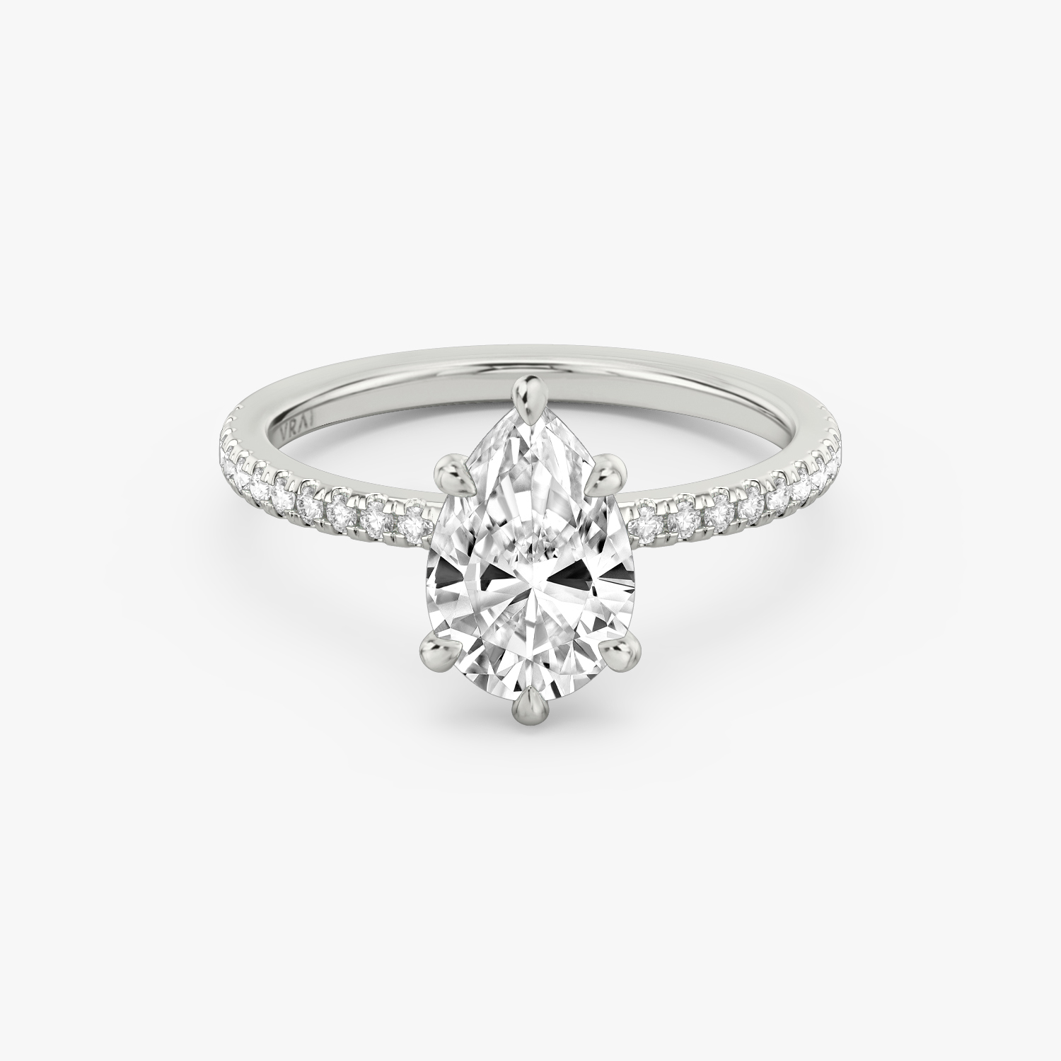 Signature 6 Prong Pear Engagement Ring | 18k White Gold