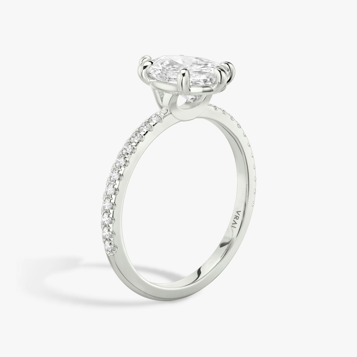 The Signature 6 Prong | Pear | 18k | 18k White Gold | Band: Pavé | Diamond orientation: vertical | Carat weight: See full inventory