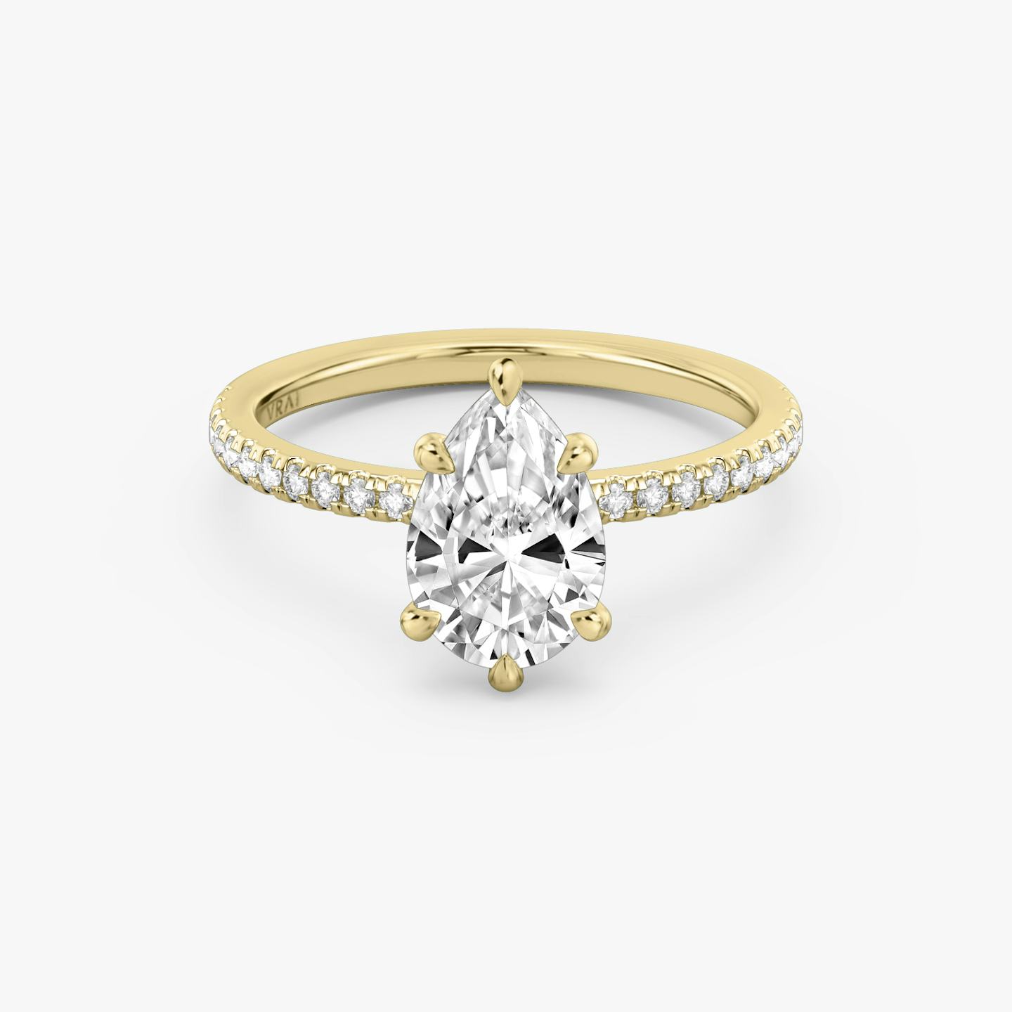 The Signature 6 Prong | Pear | 18k | 18k Yellow Gold | Band: Pavé | Diamond orientation: vertical | Carat weight: See full inventory