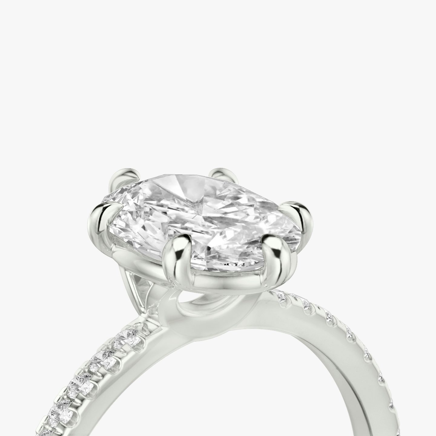 The Signature 6 Prong | Oval | Platinum | Band: Pavé | Diamond orientation: vertical | Carat weight: See full inventory