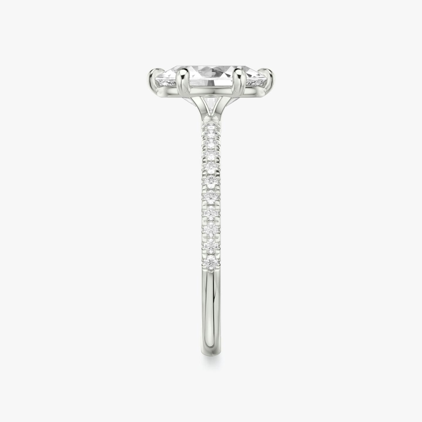 The Signature 6 Prong | Oval | Platinum | Band: Pavé | Diamond orientation: vertical | Carat weight: See full inventory