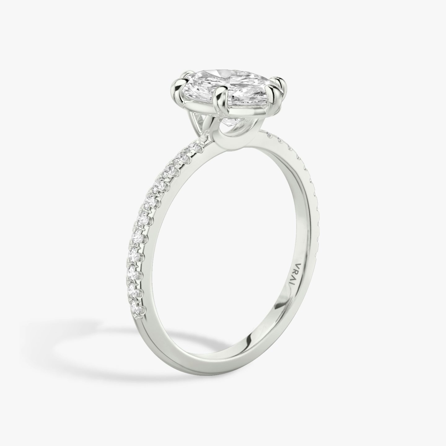 The Signature 6 Prong | Oval | 18k | 18k White Gold | Band: Pavé | Diamond orientation: vertical | Carat weight: See full inventory