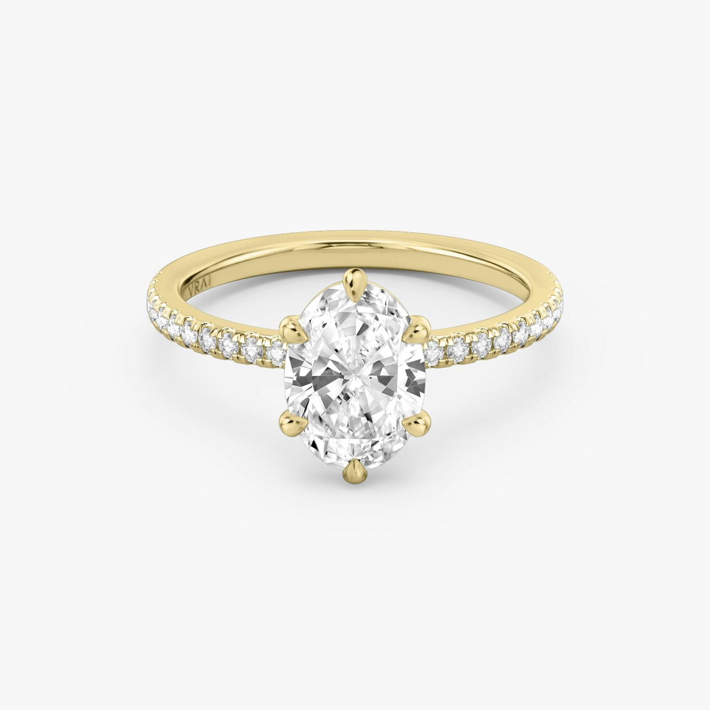 The Signature 6 Prong | Oval | 18k | 18k Yellow Gold | Band: Pavé | Diamond orientation: vertical | Carat weight: See full inventory