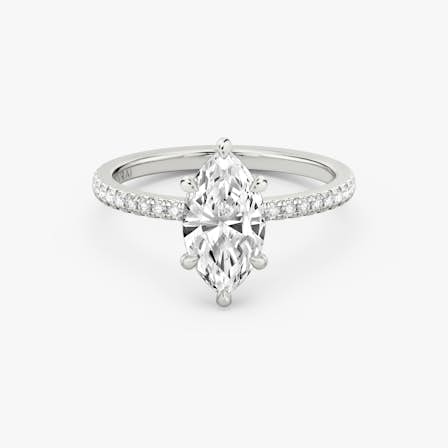 6-Prong Platinum Solitaire engagement ring with Marquise cut diamond