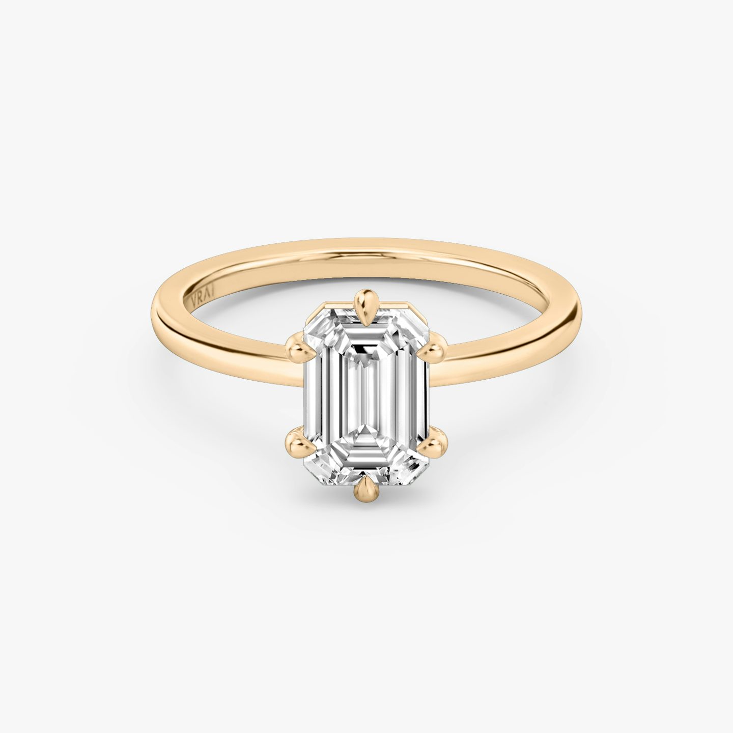 The Signature 6 Prong | emerald | 14k | rose-gold | bandAccent: plain | diamondOrientation: vertical | caratWeight: other