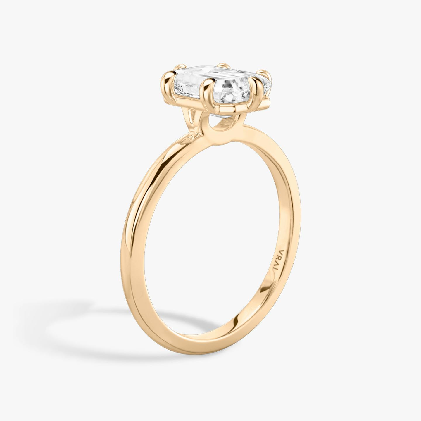 The Signature 6 Prong | Emerald | 14k | 14k Rose Gold | Band: Plain | Diamond orientation: vertical | Carat weight: See full inventory