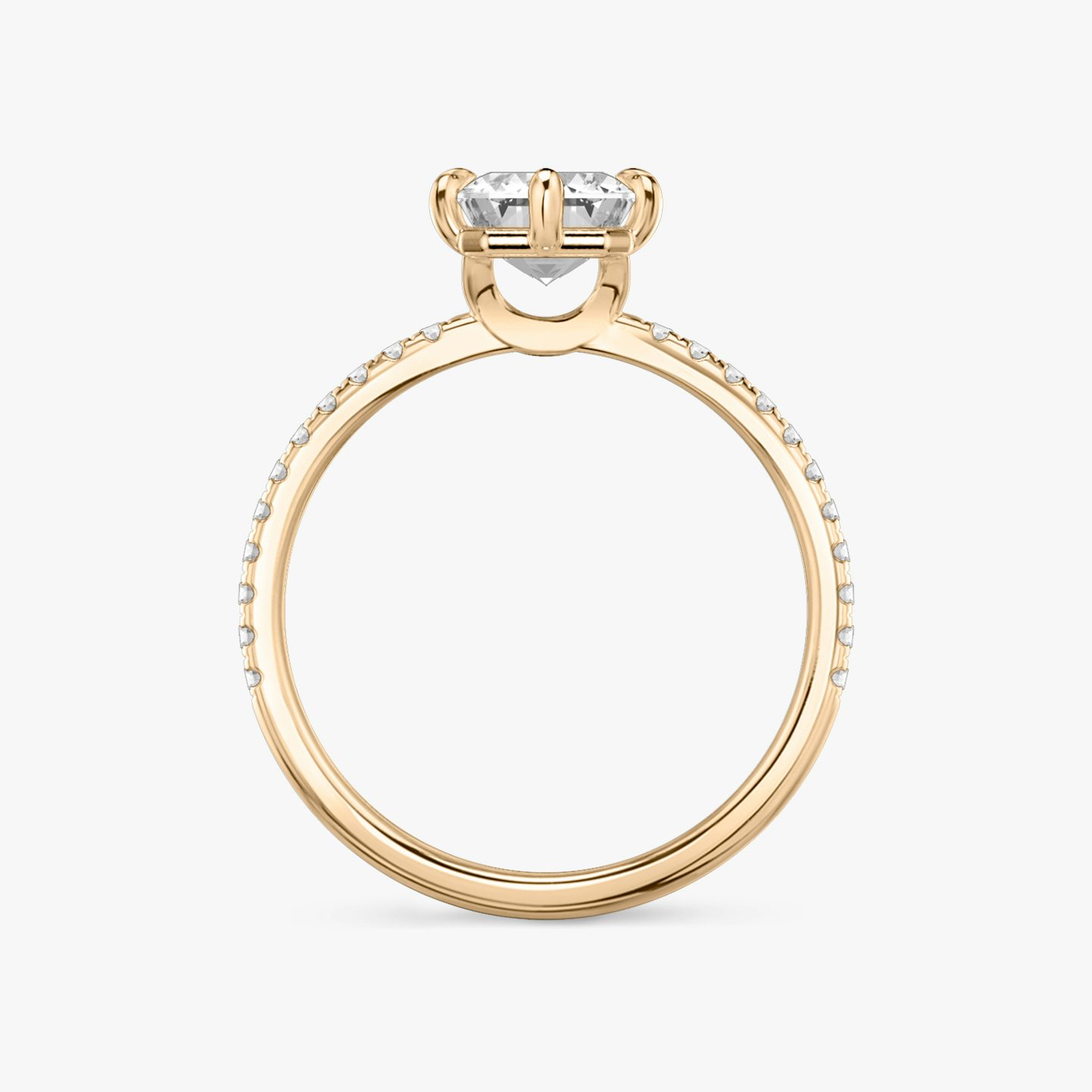 The Signature 6 Prong | Emerald | 14k | 14k Rose Gold | Band: Pavé | Diamond orientation: vertical | Carat weight: See full inventory