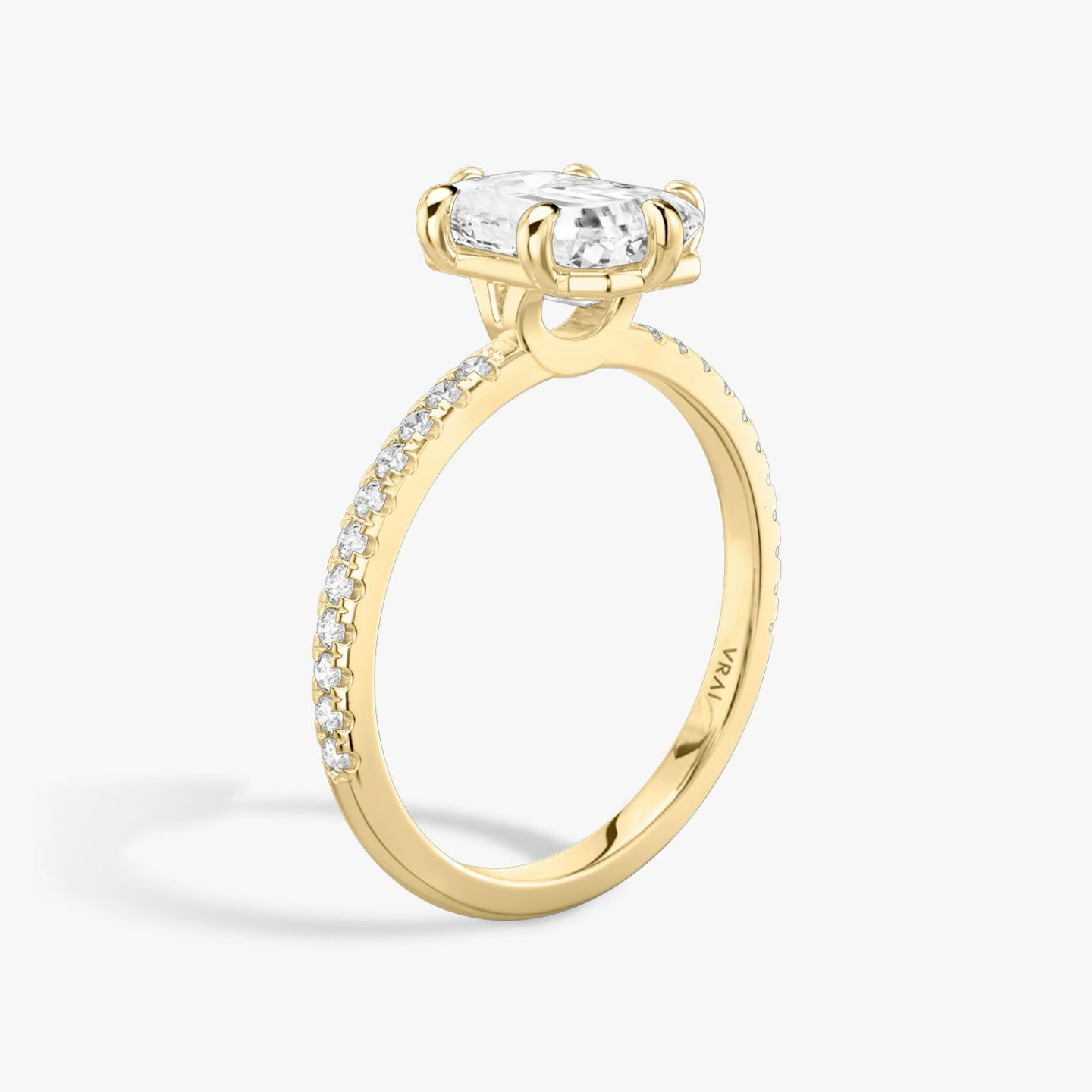 The Signature 6 Prong | Emerald | 18k | 18k Yellow Gold | Band: Pavé | Diamond orientation: vertical | Carat weight: See full inventory