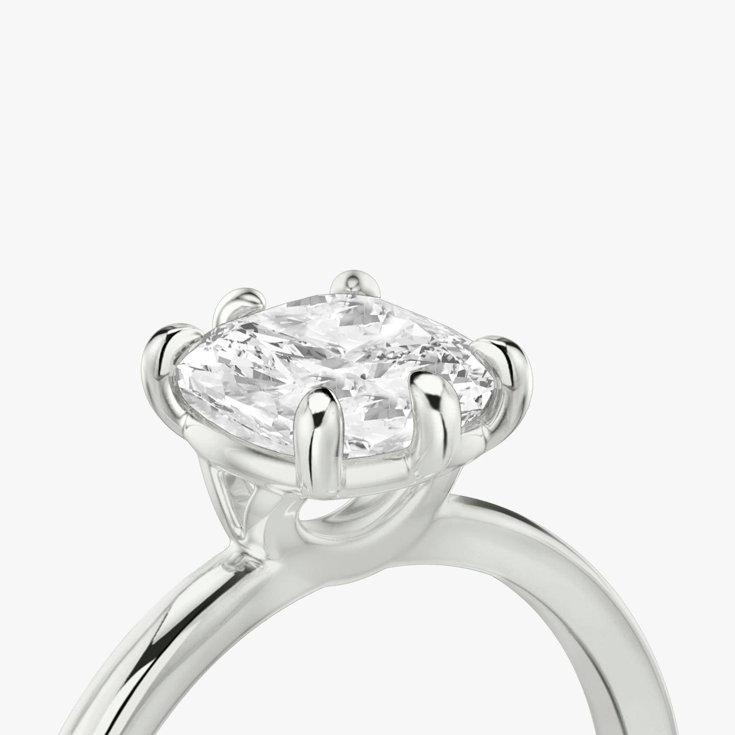 The Signature 6 Prong | Pavé Cushion | Platinum | Band: Plain | Diamond orientation: vertical | Carat weight: See full inventory