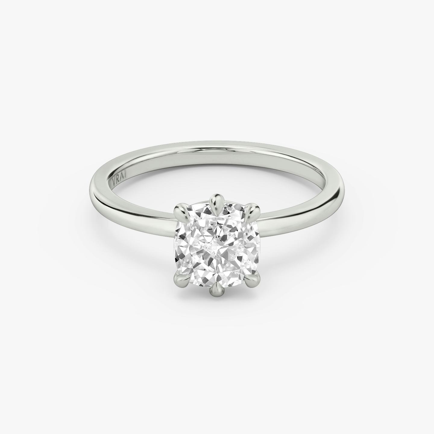The Signature 6 Prong | Pavé Cushion | Platinum | Band: Plain | Diamond orientation: vertical | Carat weight: See full inventory
