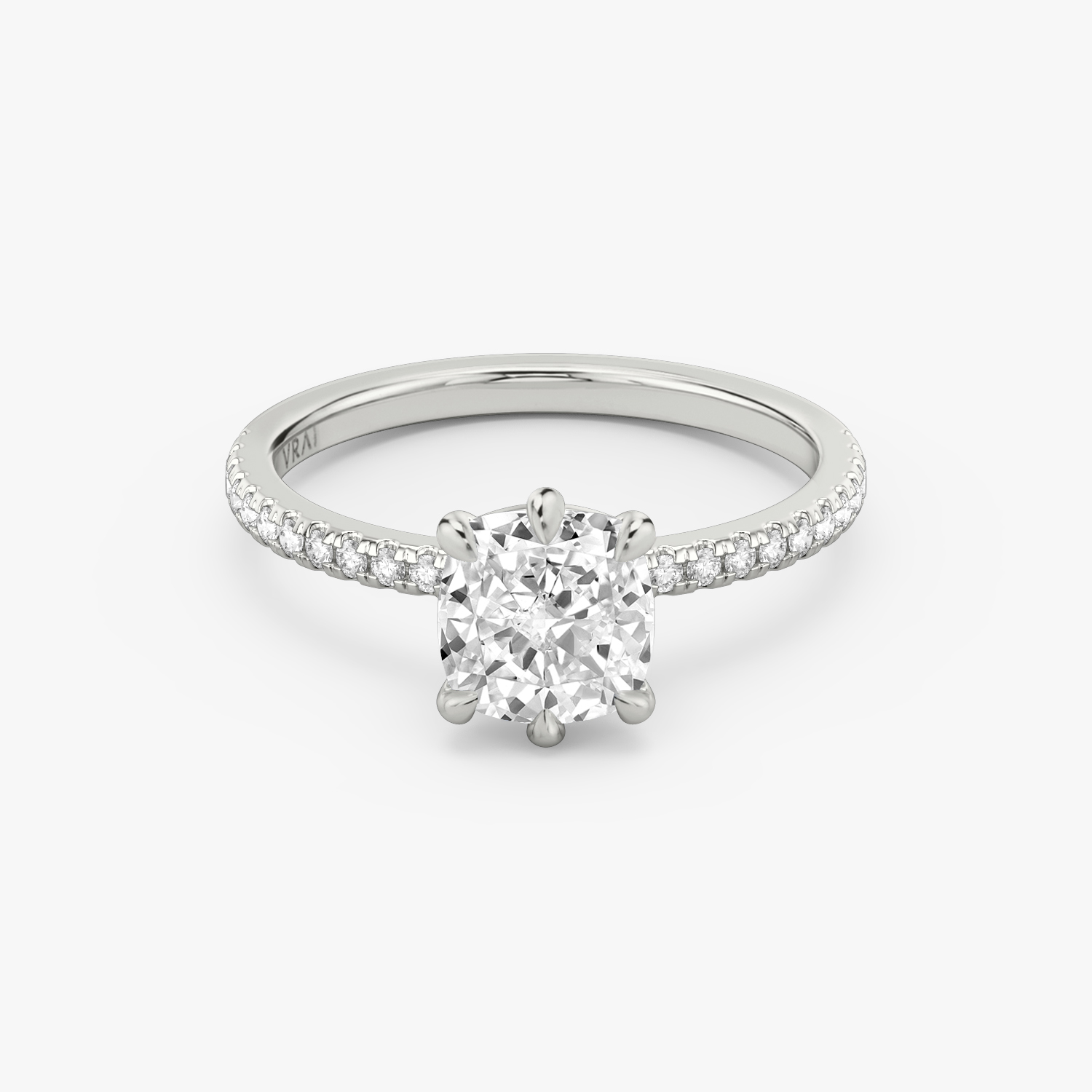Signature 6 Prong Cushion Engagement Ring | 18k White Gold