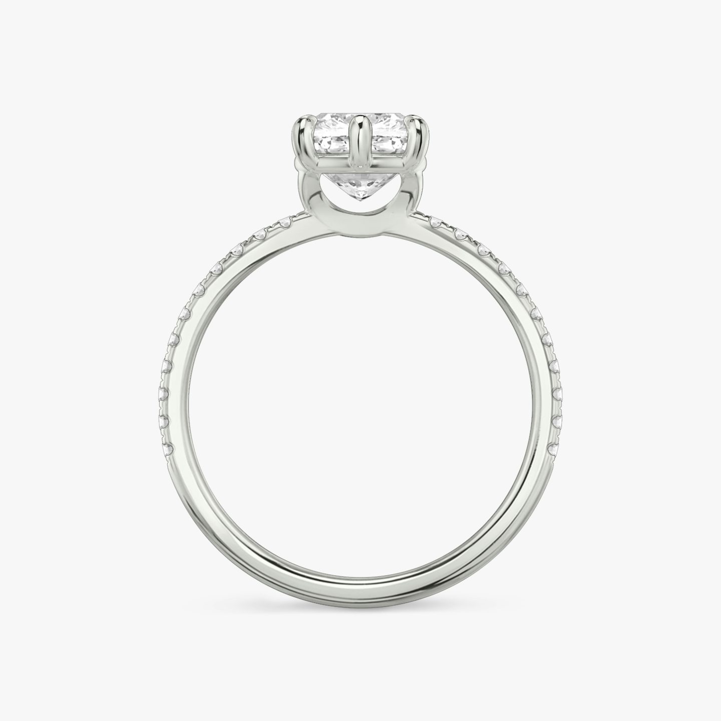 The Signature 6 Prong | Pavé Cushion | 18k | 18k White Gold | Band: Pavé | Diamond orientation: vertical | Carat weight: See full inventory