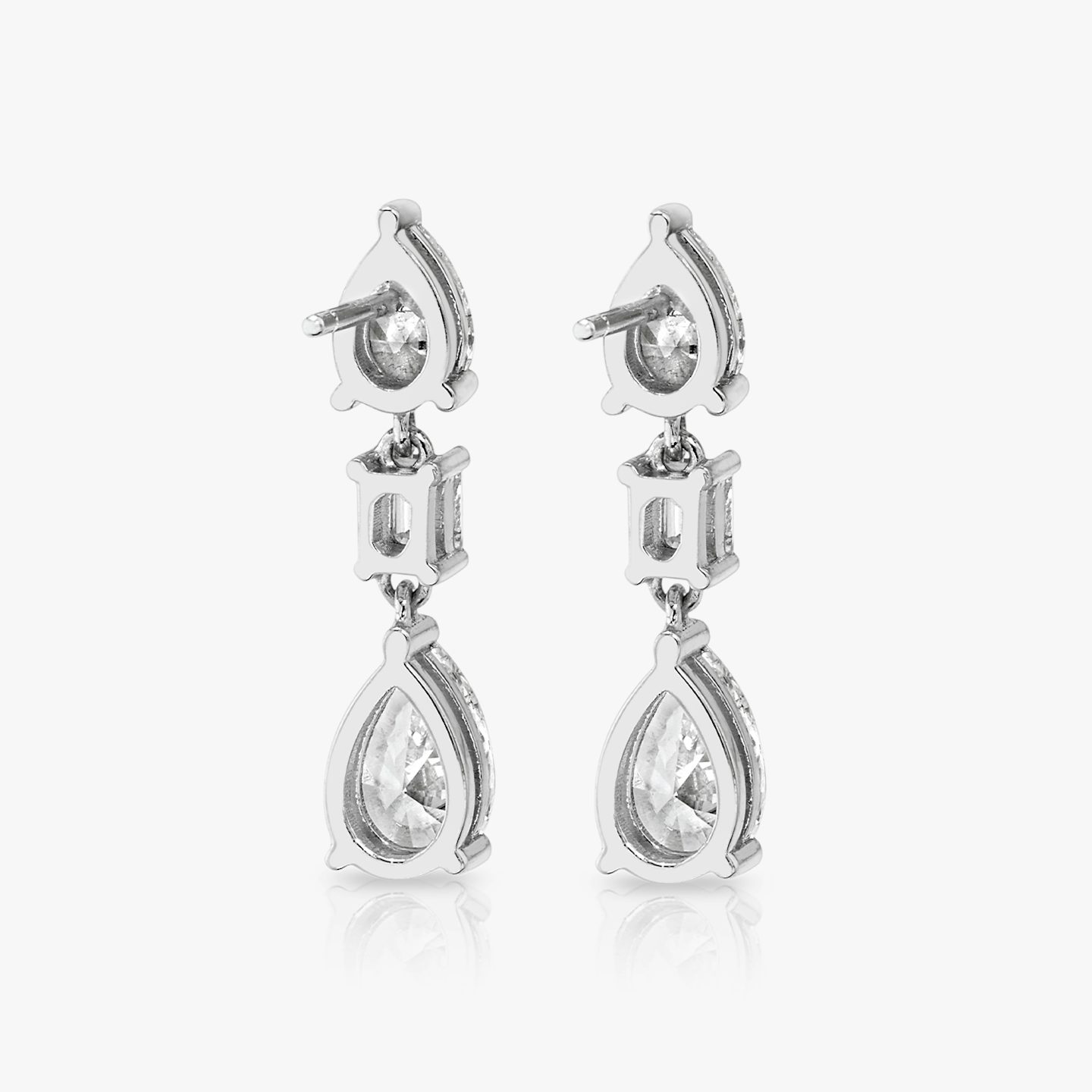 Boucle d'oreille Del Sol Drop | pear+emerald | 14k | Or blanc 18 carats