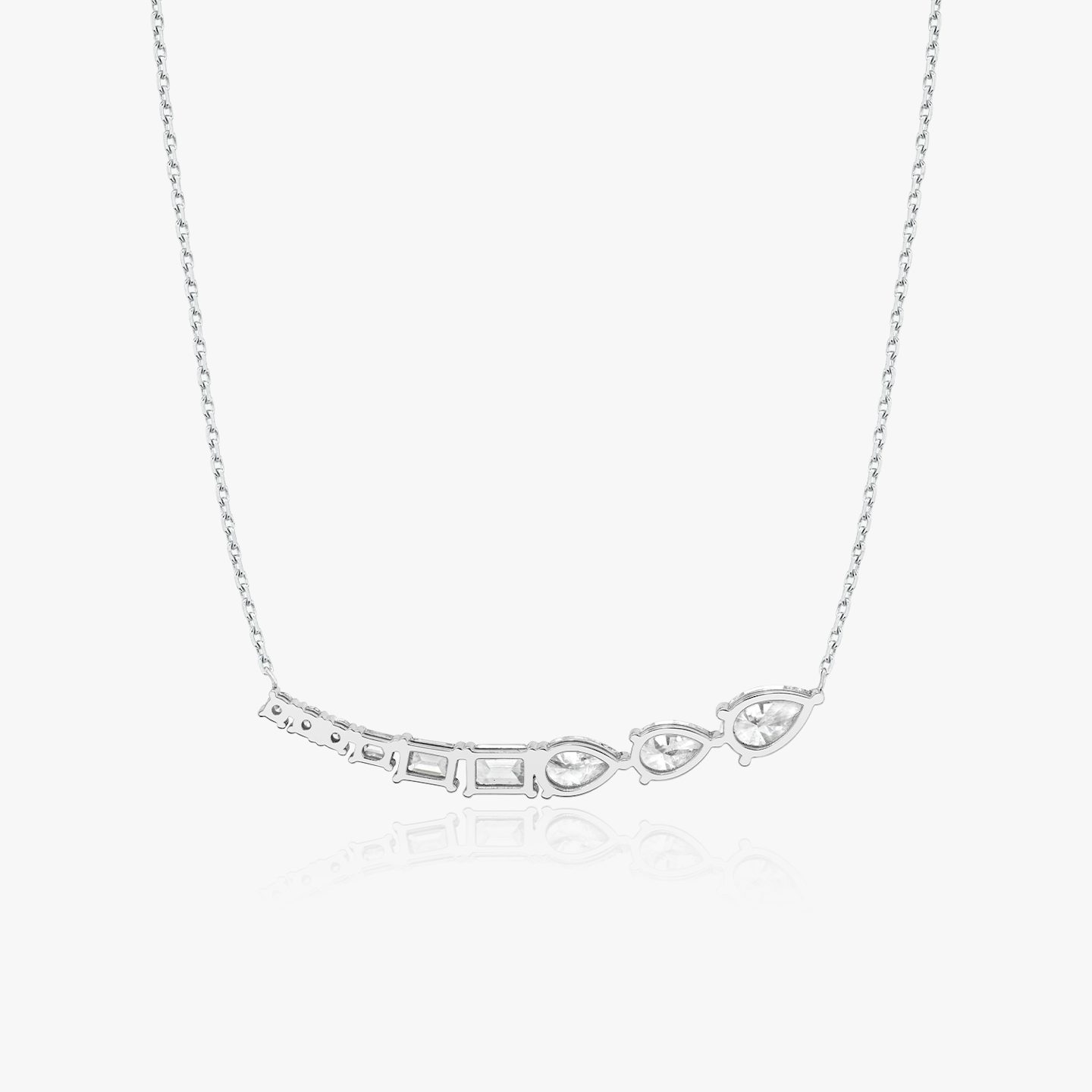 Neptune Floating Necklace | pear+round-brilliant+emerald | 14k | white-gold | chainLength: 16-18