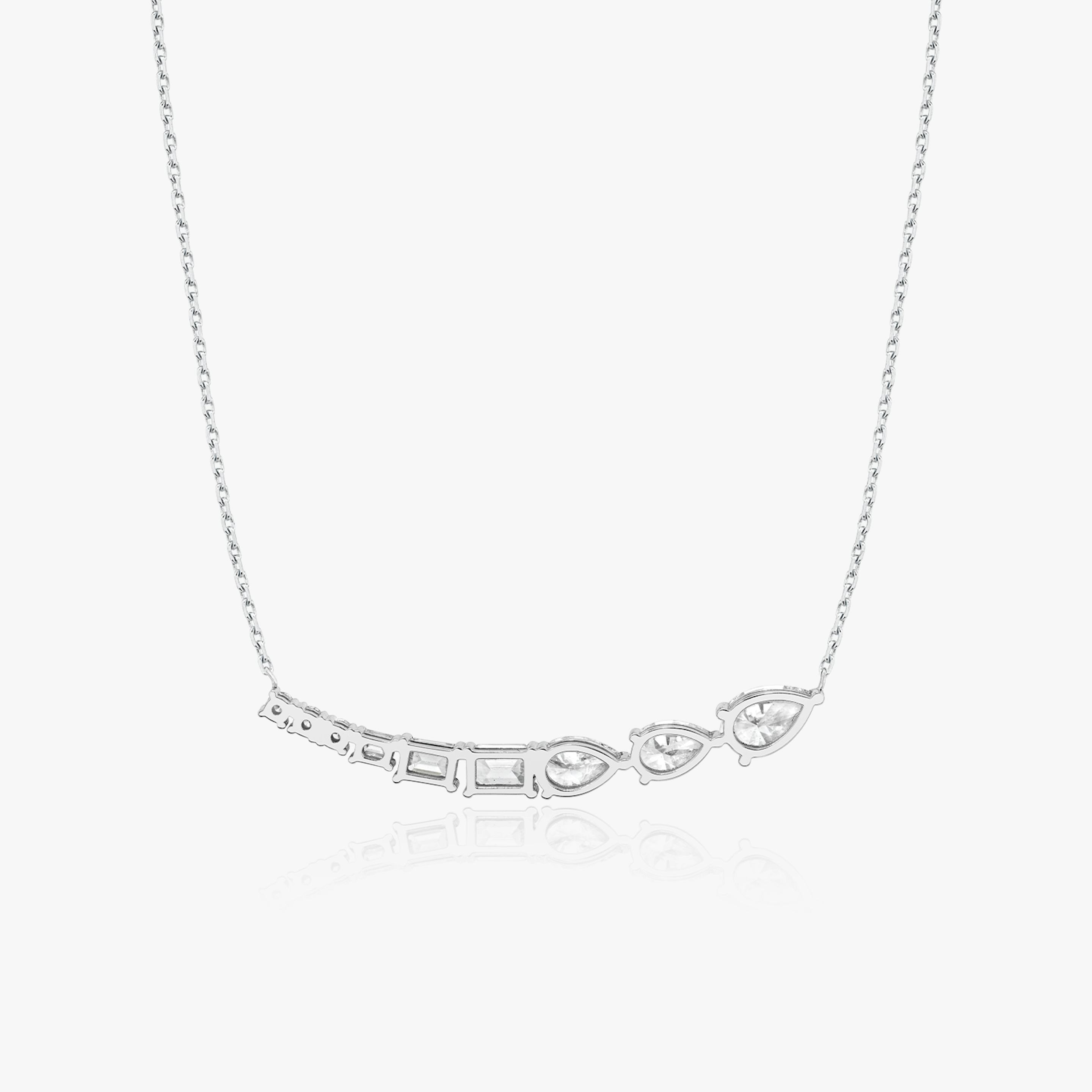 Neptune Floating Necklace | pear+round-brilliant+emerald | 14k | 18k White Gold | Chain length: 16-18