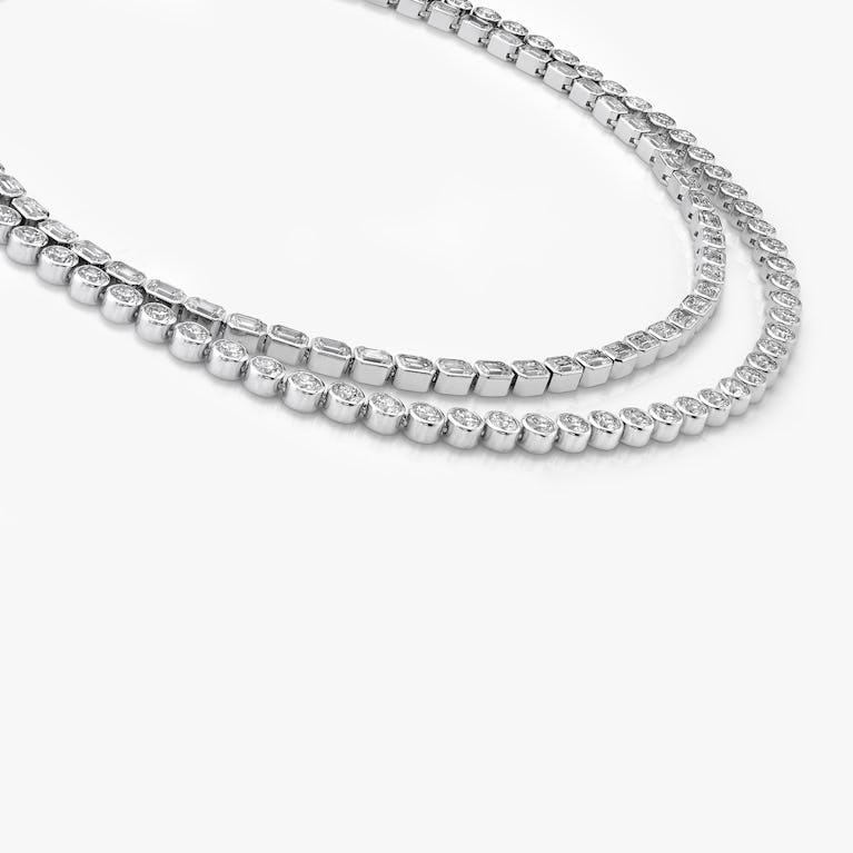 Closeup image of Celestial Double Strand Tennis Necklace 