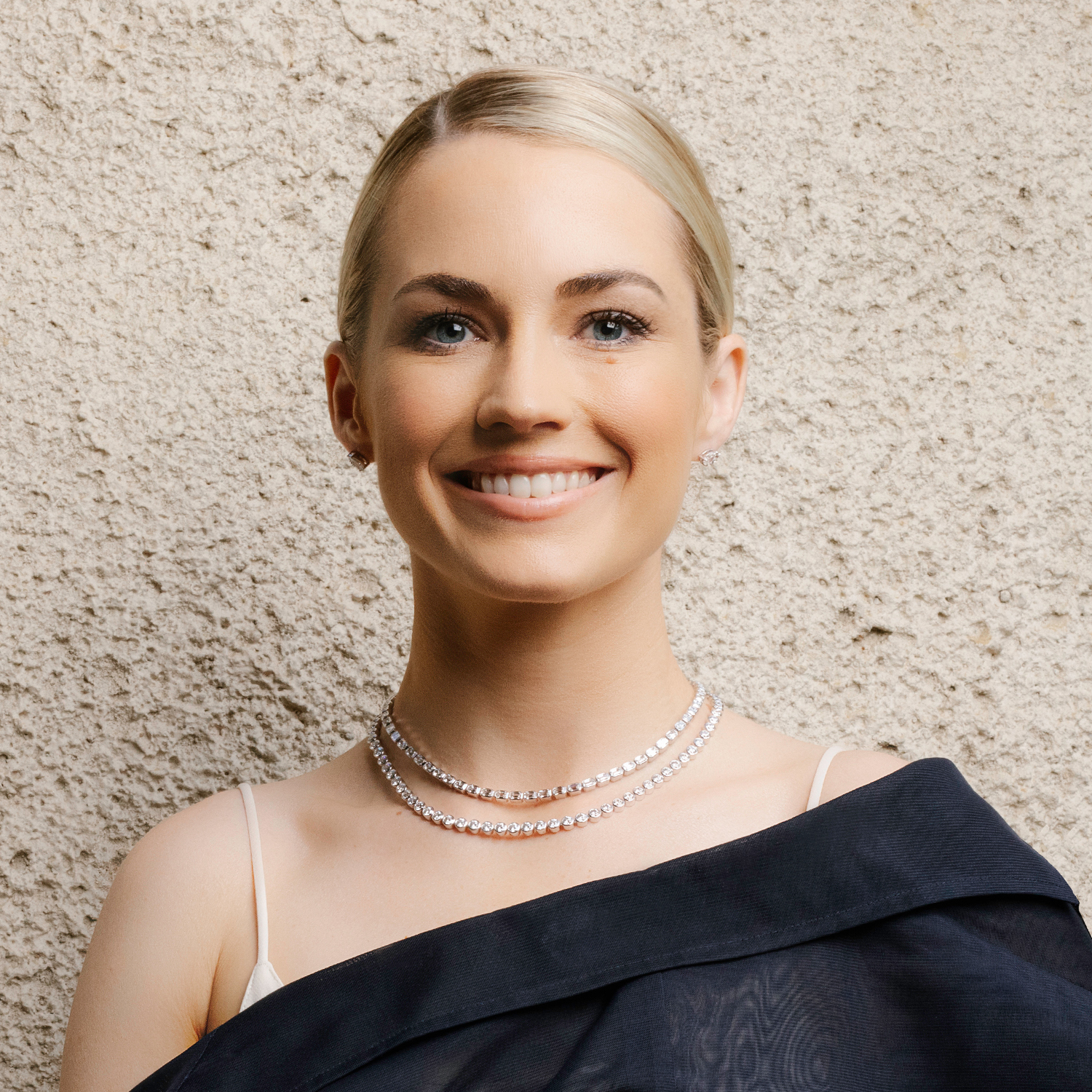 Double strand diamond necklace sale