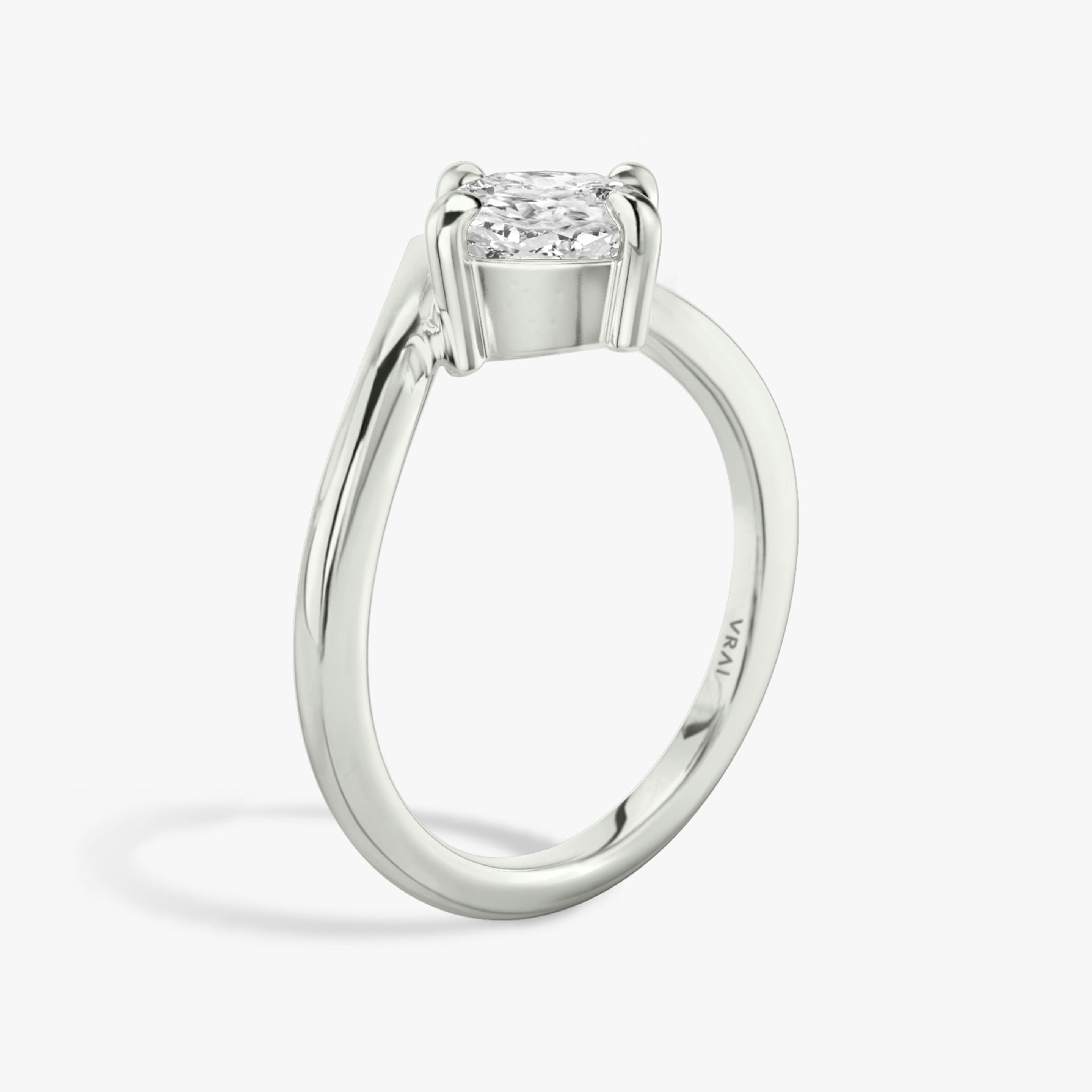 The Signature V | Pavé Cushion | 18k | 18k White Gold | Band: Plain | Diamond orientation: vertical | Carat weight: See full inventory