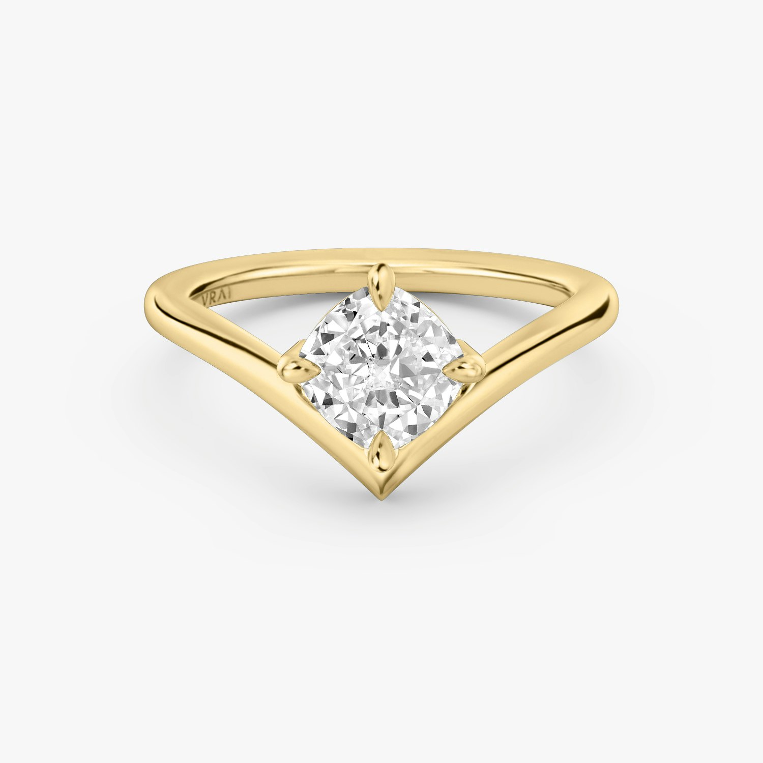 Signature V Cushion Engagement Ring | 18k Yellow Gold
