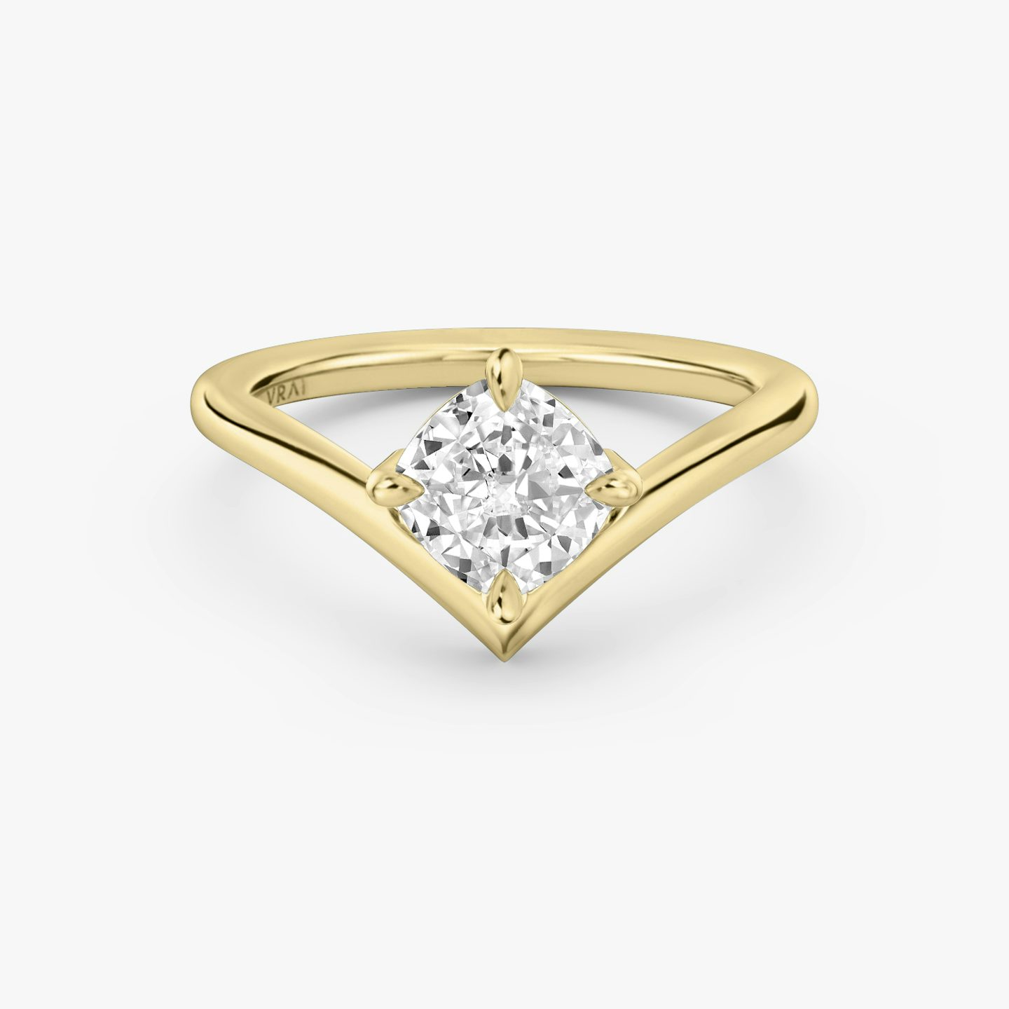 The Signature V | Pavé Cushion | 18k | 18k Yellow Gold | Band: Plain | Diamond orientation: vertical | Carat weight: See full inventory