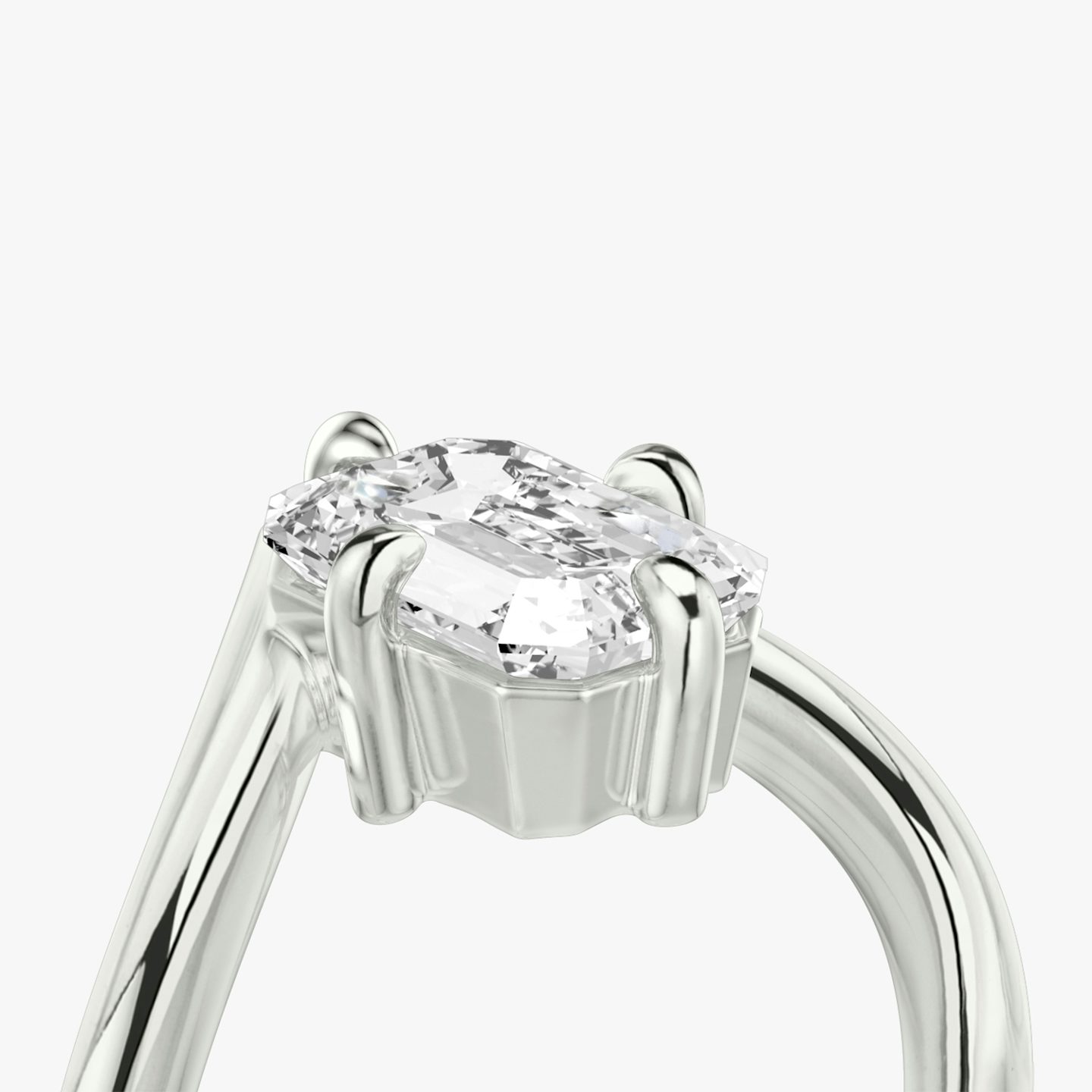 The Signature V | Emerald | 18k | 18k White Gold | Band: Plain | Diamond orientation: vertical | Carat weight: See full inventory