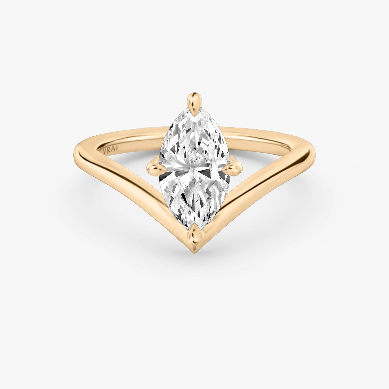 Signature V Marquise Engagement Ring | 14k Rose Gold