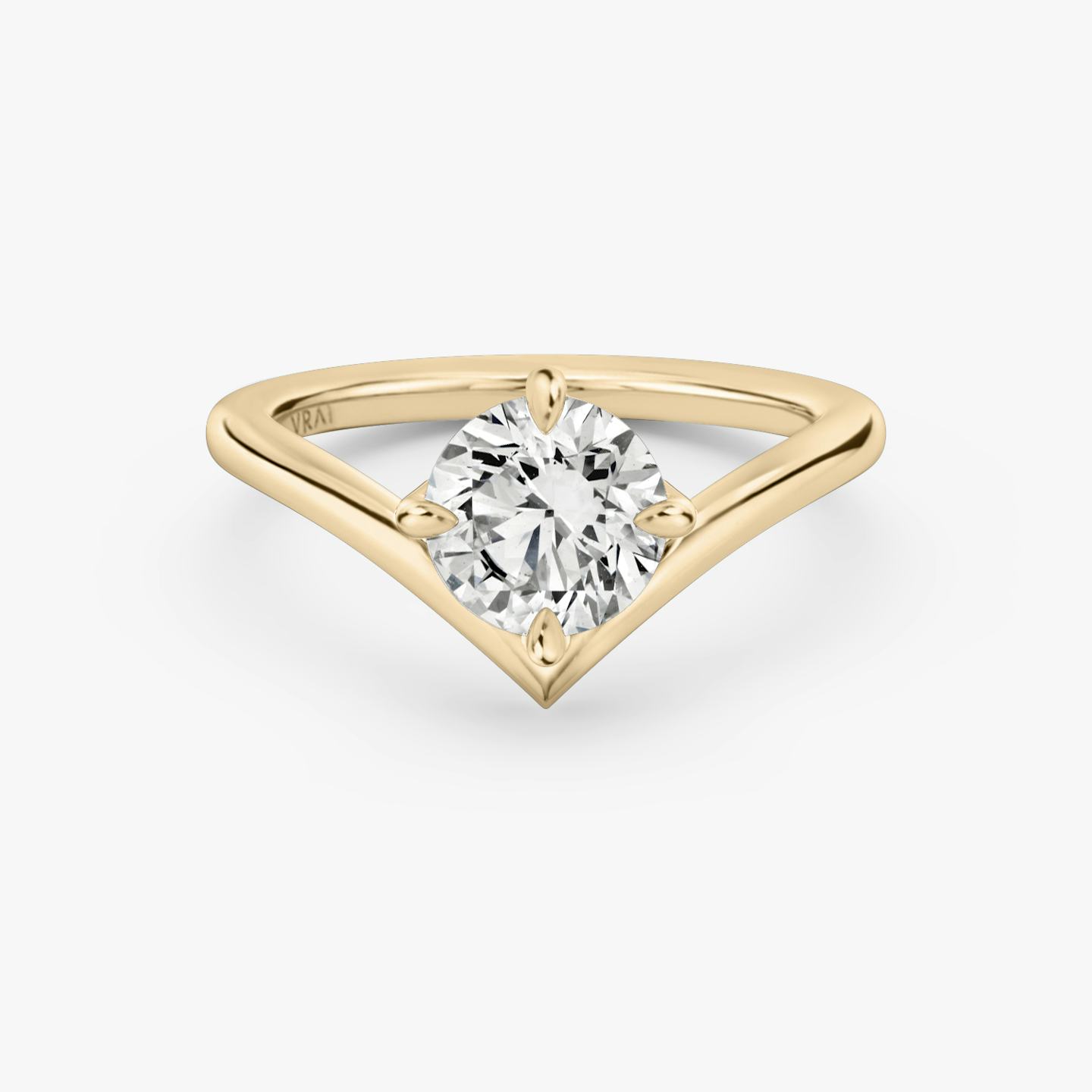 Bague de fiançailles Signature V | Rond Brillant | 14k | Or rose 14 carats | Anneau: Simple | Poids en carats: 1 | Orientation du diamant: vertical