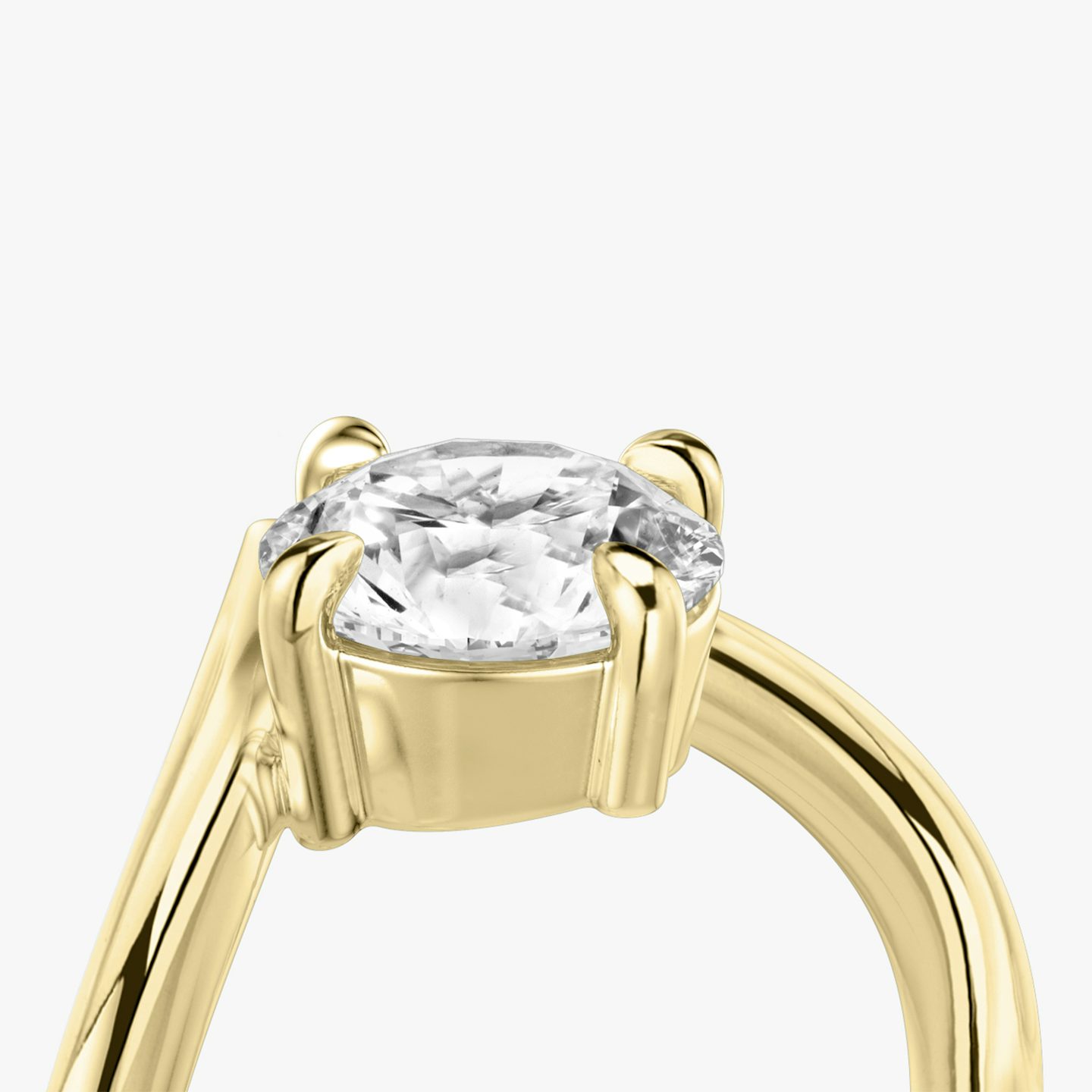 Bague de fiançailles Signature V | Rond Brillant | 18k | Or jaune 18 carats | Anneau: Simple | Poids en carats: 1 | Orientation du diamant: vertical