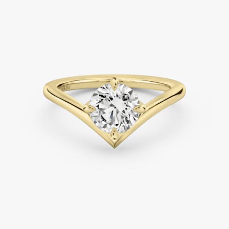 signature v round brilliant engagement ring in yellow gold