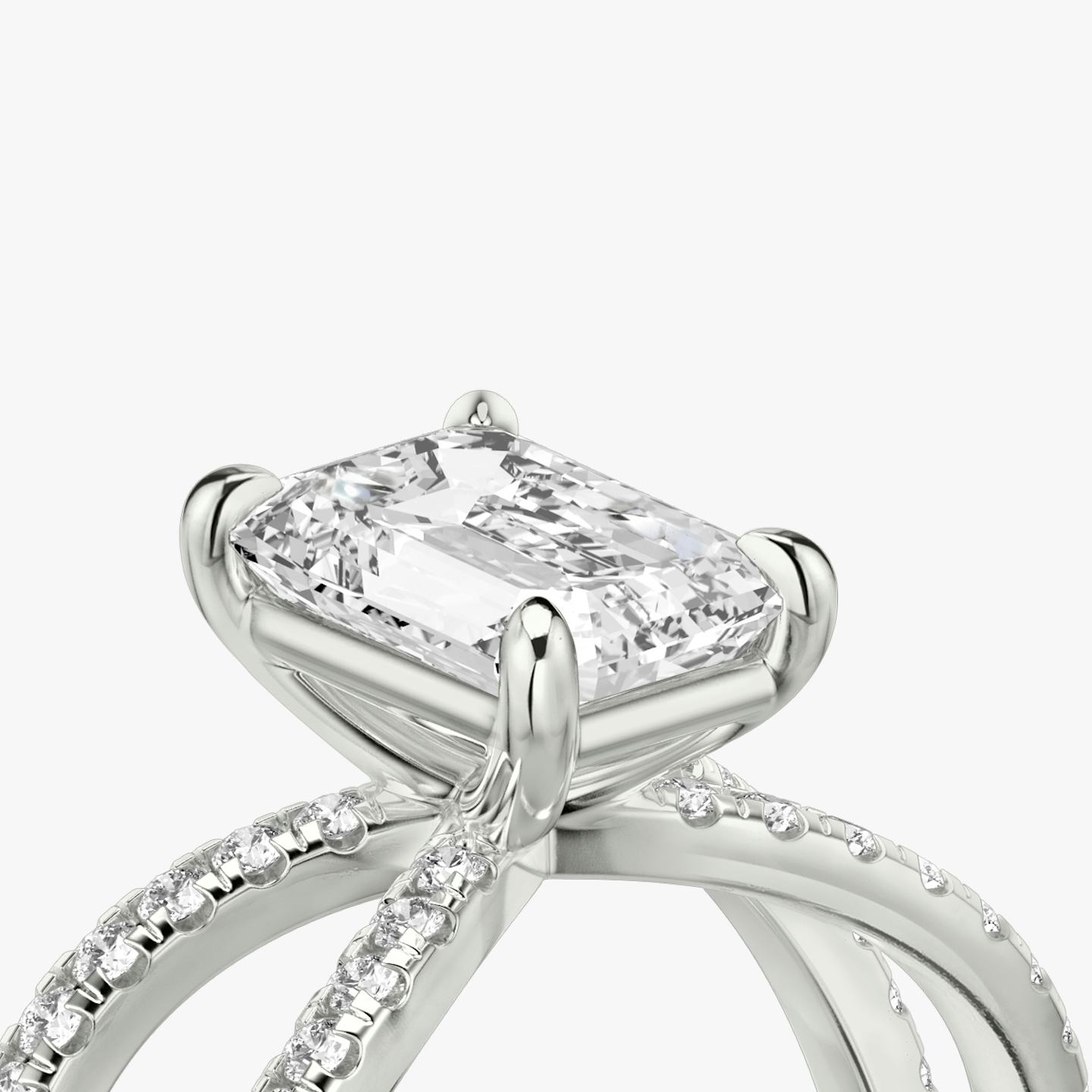 The Duet | Emerald | 18k | 18k White Gold | Band: Double pavé | Diamond orientation: vertical | Carat weight: See full inventory