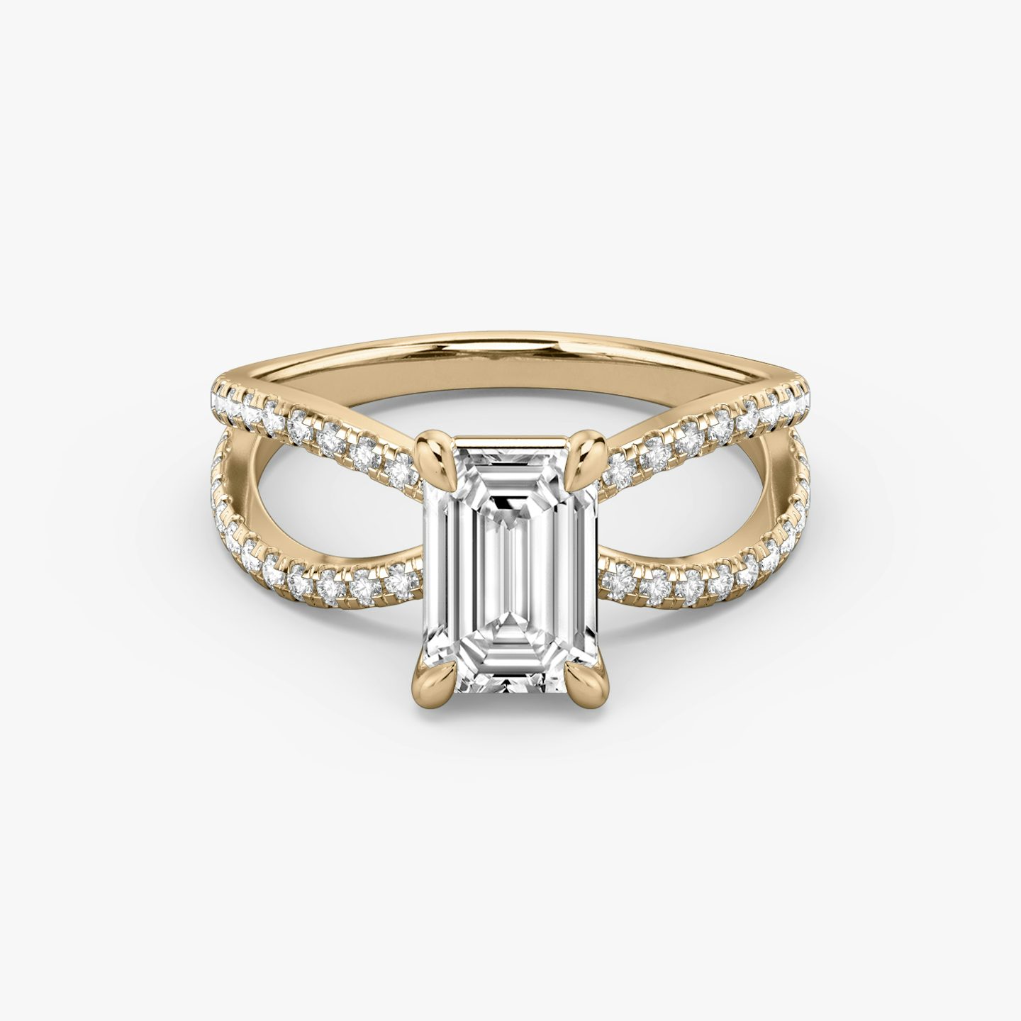 Duet | Emerald | 14k | 14k Roségold | Ring: Ring mit doppeltem Pavé-Besatz | Diamantausrichtung: vertical | Karatgewicht: Gesamtbestand ansehen