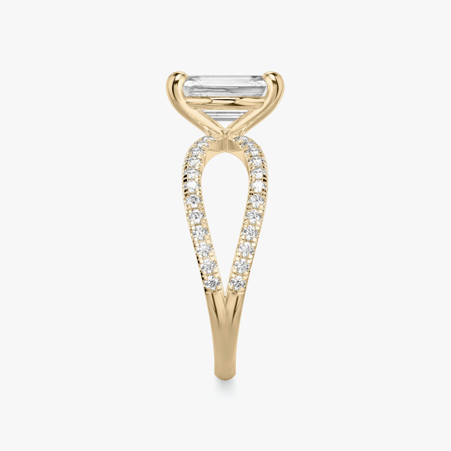 The Duet | Emerald | 14k | 14k Rose Gold | Band: Double pavé | Diamond orientation: vertical | Carat weight: See full inventory