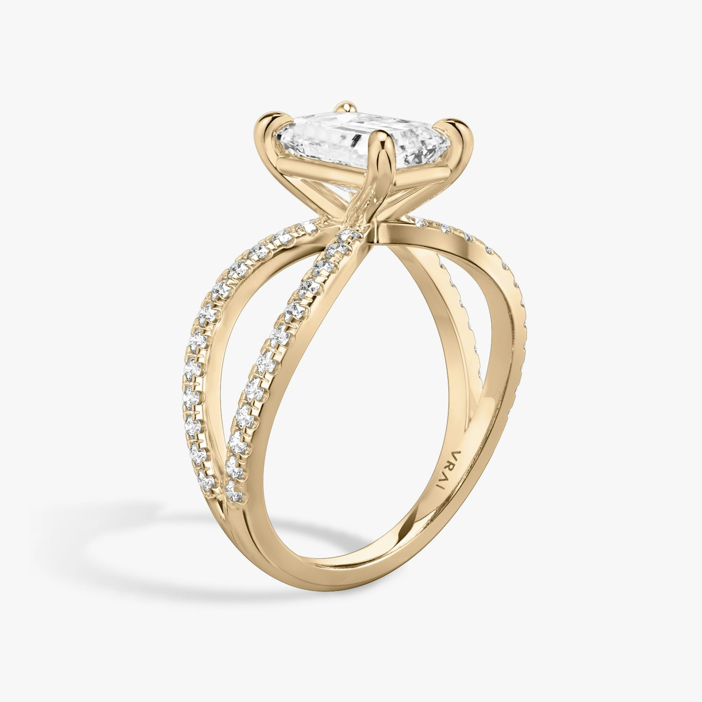 The Duet | Emerald | 14k | 14k Rose Gold | Band: Double pavé | Diamond orientation: vertical | Carat weight: See full inventory