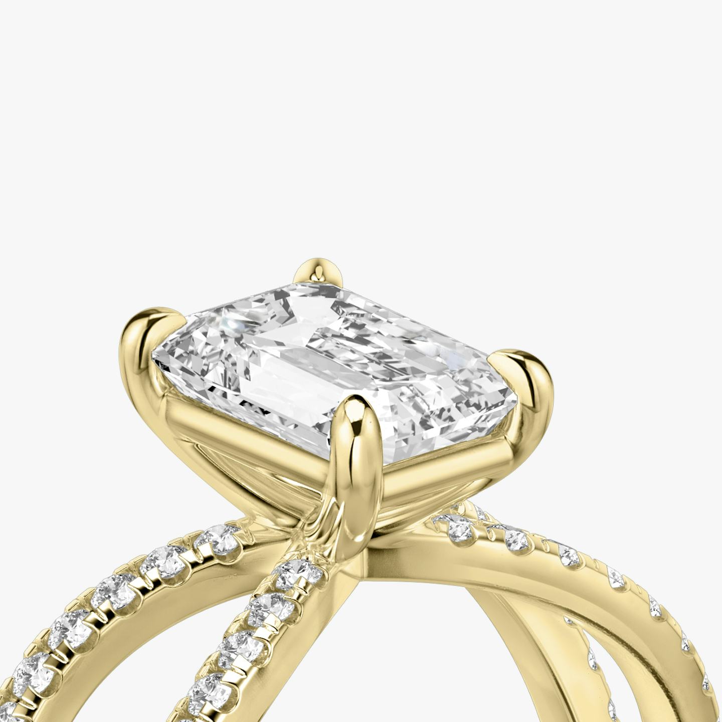 Duet | Emerald | 18k | 18k Gelbgold | Ring: Ring mit doppeltem Pavé-Besatz | Diamantausrichtung: vertical | Karatgewicht: Gesamtbestand ansehen
