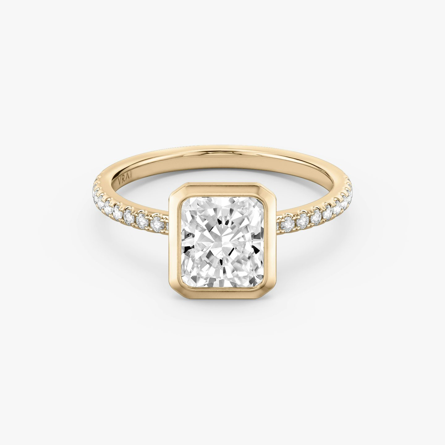 The Signature Bezel | Radiant | 14k | 14k Rose Gold | Band: Pavé | Diamond orientation: vertical | Carat weight: See full inventory