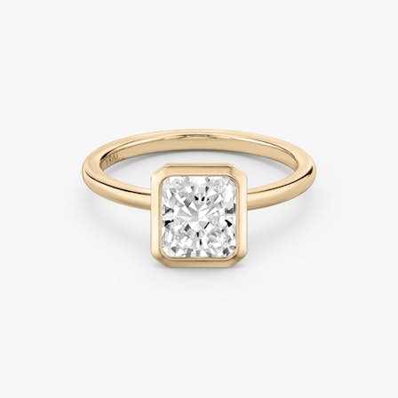 Rose gold Signature Bezel engagement ring with Radiant cut diamond