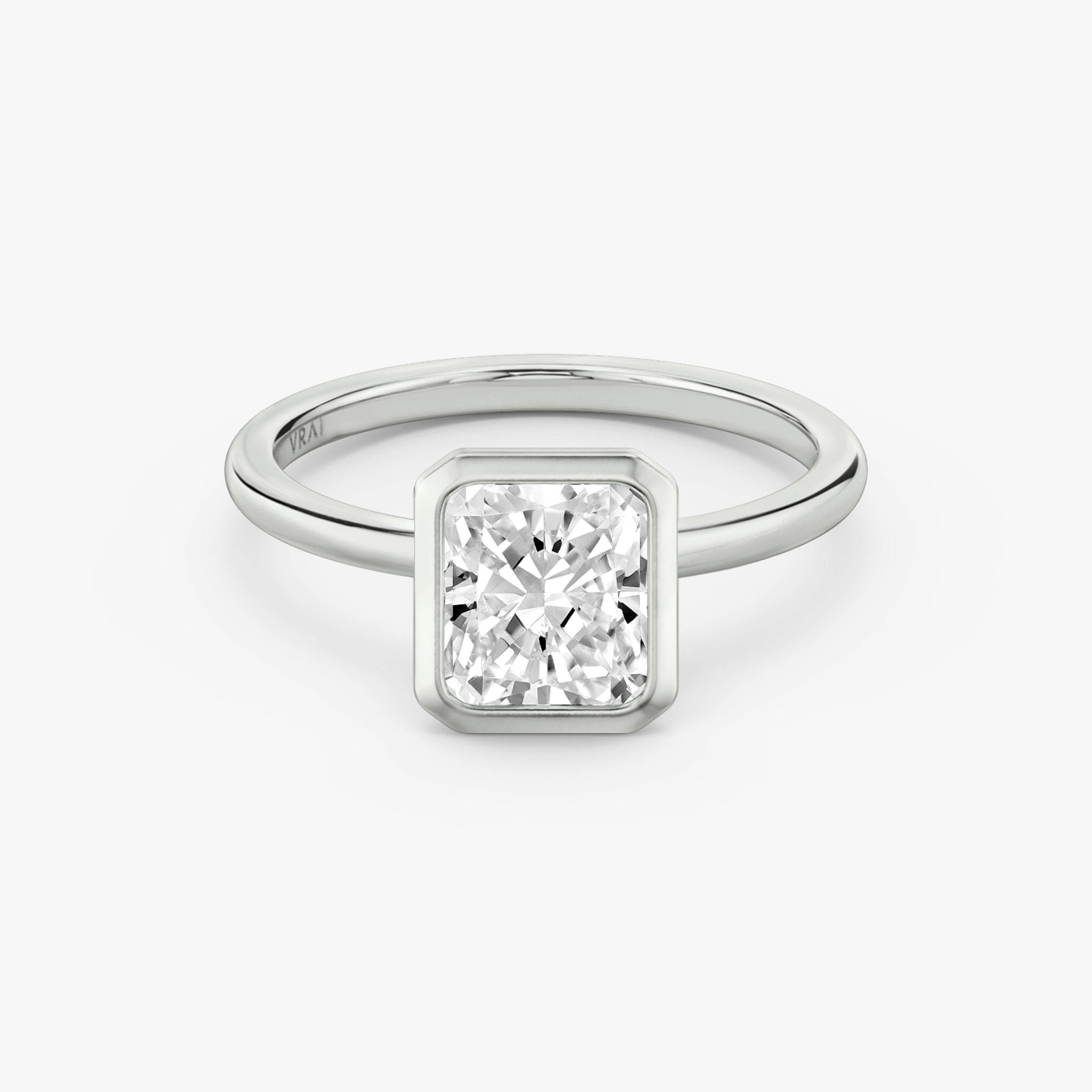 The Signature Bezel | Radiant | 18k | 18k White Gold | Band: Plain | Diamond orientation: vertical | Carat weight: See full inventory