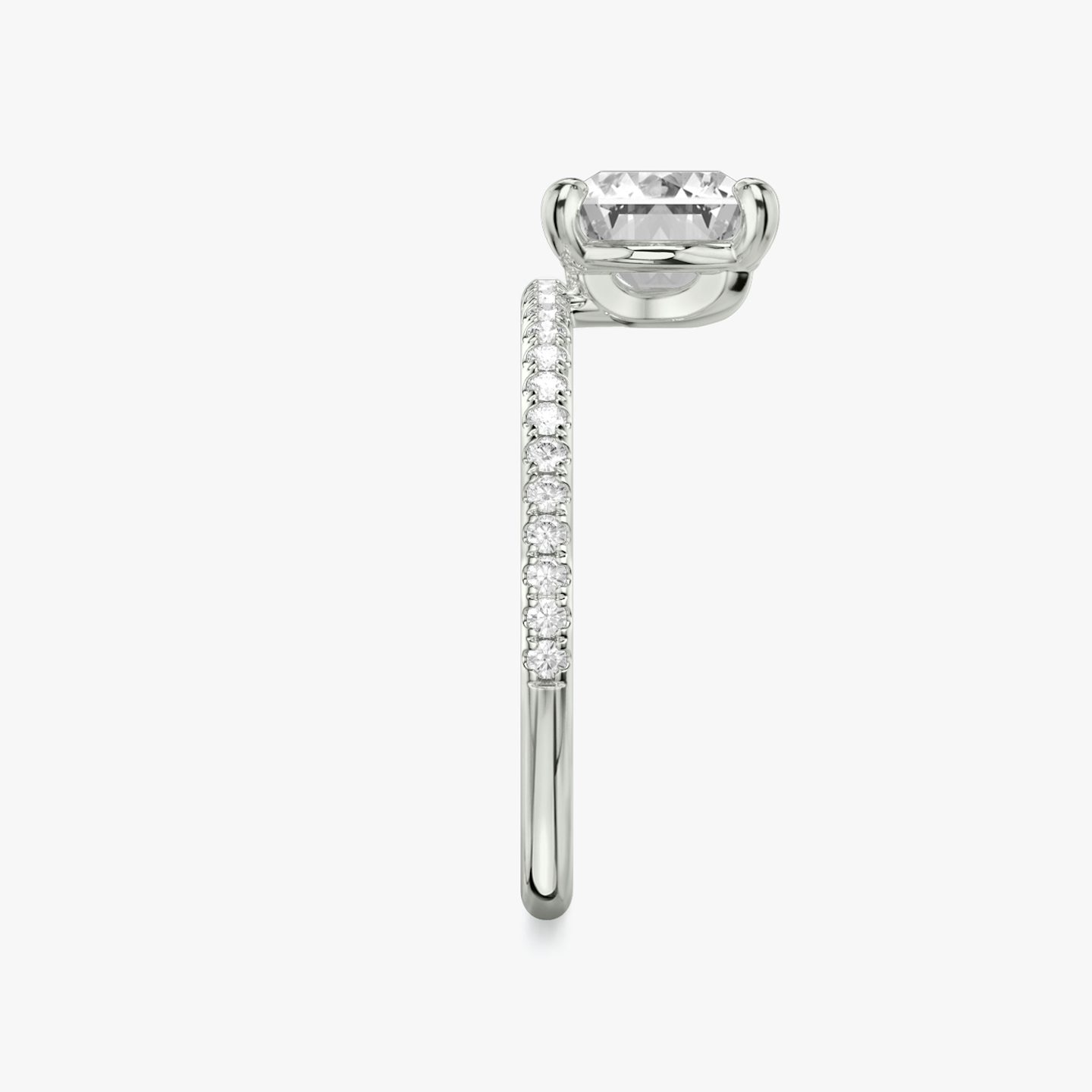 The Hover | Radiant | Platinum | Band: Pavé | Diamond orientation: vertical | Carat weight: See full inventory
