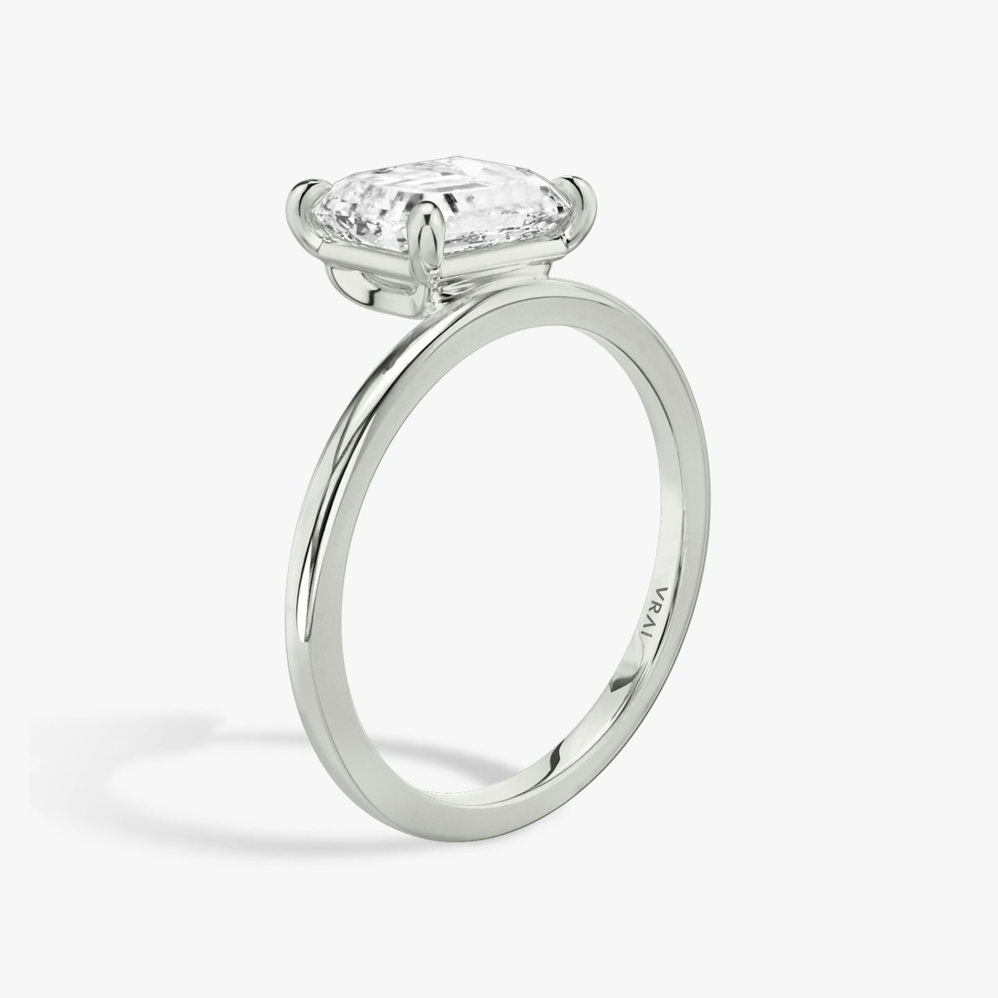 The Hover | Radiant | Platinum | Band: Plain | Diamond orientation: vertical | Carat weight: See full inventory