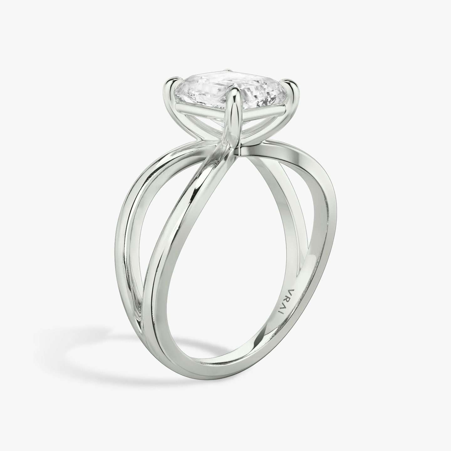 The Duet | Radiant | Platinum | Band: Plain | Diamond orientation: vertical | Carat weight: See full inventory