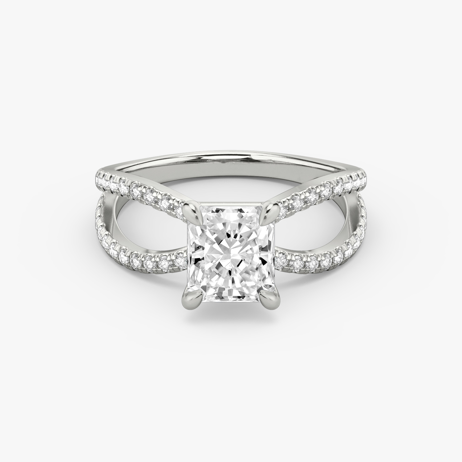 Duet Radiant Engagement Ring | 18k White Gold