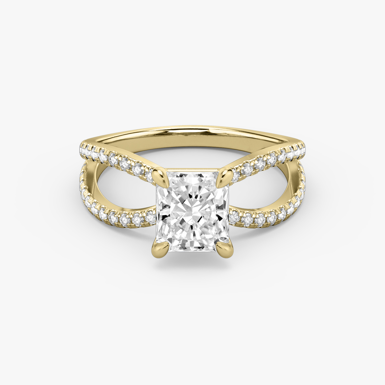 Duet Radiant Engagement Ring | 18k Yellow Gold
