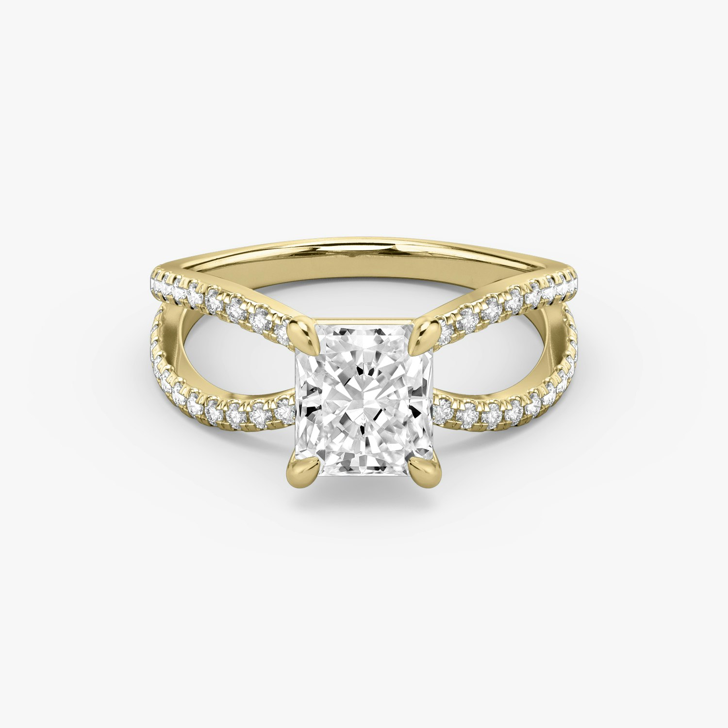 Duet Radiant Engagement Ring | 18k Yellow Gold