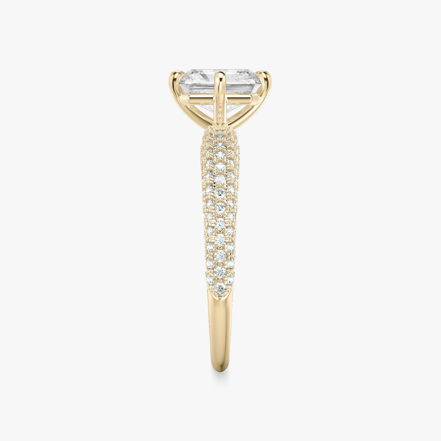 The Curator | Radiant | 14k | 14k Rose Gold | Band: Pavé | Diamond orientation: vertical | Carat weight: See full inventory