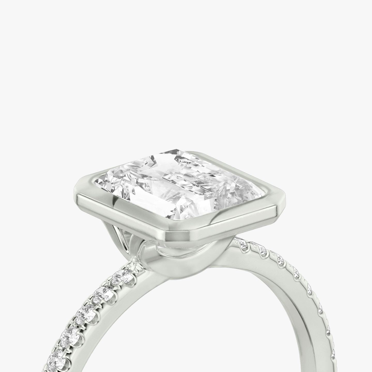 The Signature Bezel | Radiant | 18k | 18k White Gold | Band: Pavé | Diamond orientation: vertical | Carat weight: See full inventory